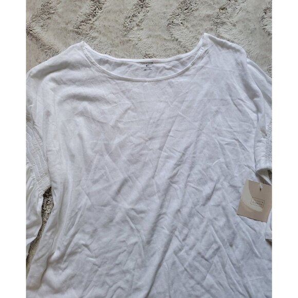 14th Union Light White Flutter Banded Sleeve Crew Neck Tshirt NWT Sz M - Picture 8 of 12